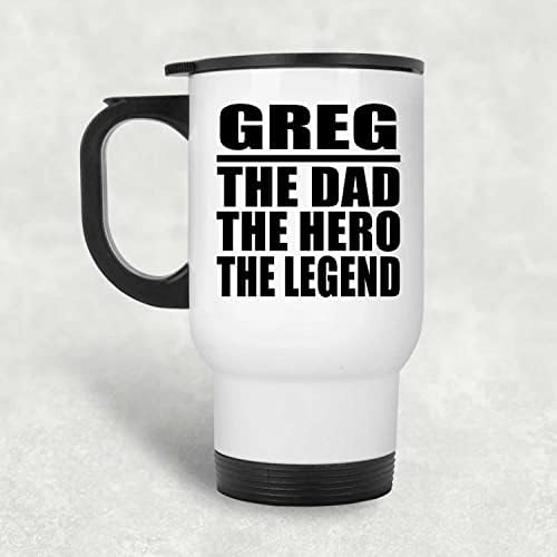 Designsify Greg Baba Kahraman Efsane, Beyaz Seyahat kupa 14 oz Paslanmaz Çelik termos kupa, hediyeler için Doğum Günü