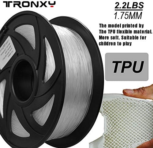 Esnek TPU 3D Yazıcılar Filament 1.75 mm Renk açıktır Doğruluk + / -0.05 mm Net Ağırlık 1 KG(2.2 LB) şeffaf TPU Sertlik
