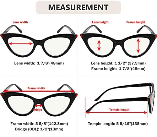 Eyekepper 4-pack okuma gözlüğü mavi ışık engelleme kedi gözü bilgisayar gözlük okuyucular kadınlar 3.0