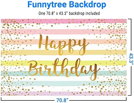 Funnytree Renkli Mutlu Doğum Günü Backdrop Gökkuşağı Çizgili Doğum Günü Çocuk Kız Bebek Duş Parti Afiş Dekorasyon