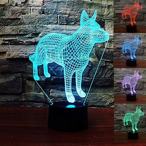 MOLLY HİESON 3D köpek gece lambası hayvan masa lambası dekor masa masa optik Illusion lambaları 7 renk değiştirme