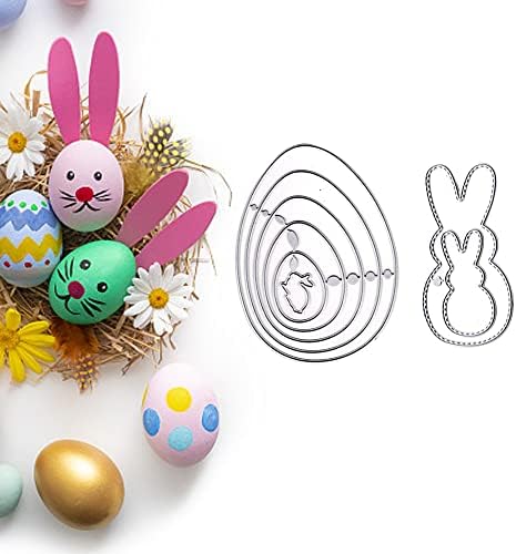 ALİBBON 2 Adet paskalya tavşanı Yumurta Çerçeve Kart Yapımı için Die Keser, Paskalya Kesme Ölür Metal Şablon Kalıpları,