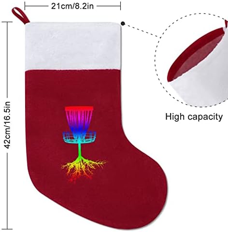 Gökkuşağı Disk Noel Çorap Noel Ağacı Şömine Asılı Çorap Kısa Peluş Manşet Dekorasyon Ev Tatil Partisi için