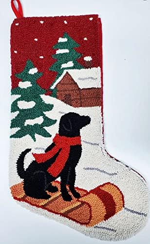 Pekin El Sanatları Siyah Labrador Retriever Kızak Kızak Noel Kancalı Çorap-Yün 21