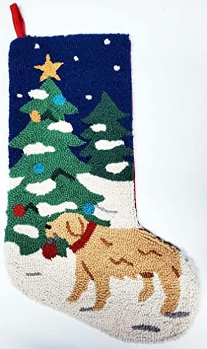 Pekin El Sanatları Golden Retriever Noel Kancalı Çorap-Yün 21, Lacivert