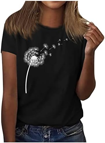 Akollsppnsy Bayan Üstleri Şık Rahat Yaz Kısa Kollu Ekip Boyun T Shirt İş Giysisi Bluzlar Kadınlar için Şık Rahat