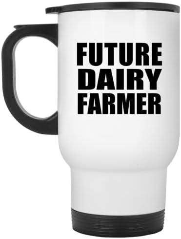 Designsify Gelecek Süt Çiftçi, Beyaz Seyahat Kupa 14 oz Paslanmaz Çelik yalıtımlı bardak, hediyeler için Doğum Günü