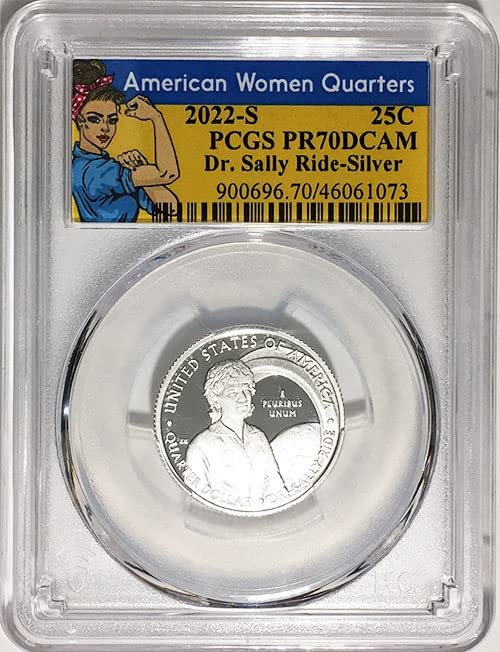 2022 S Gümüş Geçirmez Amerikalı Kadınlar Çeyrek Dr. Sally Ride Çeyrek PR 70 DCAM Rosie Etiket PCG'LER