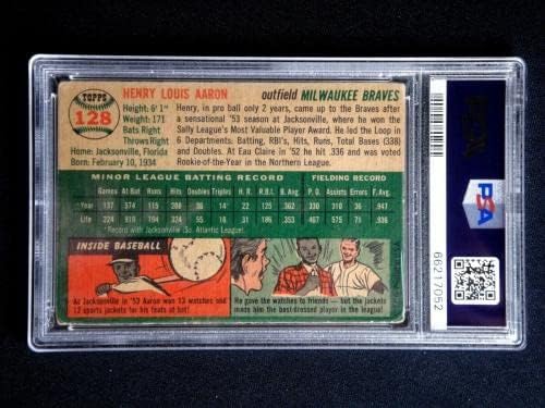 Hank Aaron 1954 Topps Çaylak Kartı Psa 2 İyi Psa / dna Otantik İmza İmzalı Beyzbol Slabbed İmzalı Kartlar