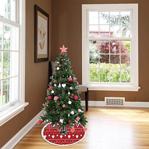 Baegutly Noel Ağacı Etek Yaka Ağacı Çizgili Kırmızı Noel Kış Yeni Yıl Ağacı Taban Mat Kapak için Noel Tatil Parti
