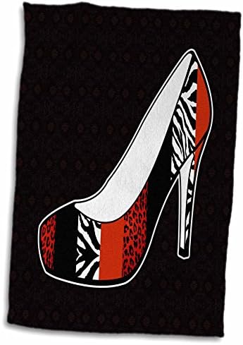 3D Gül I Love Hayvan Baskı Yüksek Topuk Ayakkabı-Kırmızı Çita ve Zebra TWL_57145_1 Havlu, 15 x 22