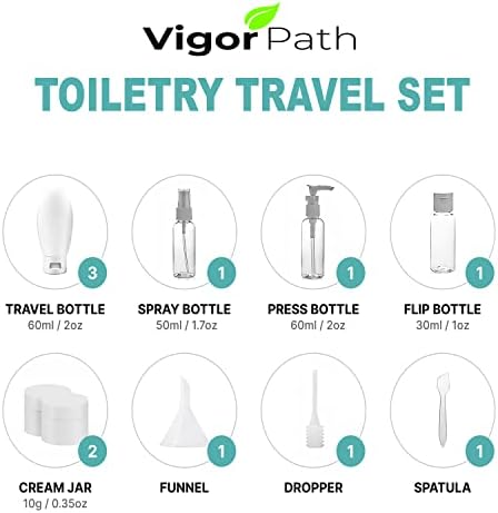 VİGOR YOLU Seyahat Şişesi Seti-Şampuan, Losyon ve Tuvalet Malzemeleri için 11 Parçalı Taşınabilir Sıkılabilir Şişeler-Şık