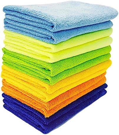 Mr. Towels Büyük Karışık Renkli Mikrofiber Temizlik Bezi, Çok Amaçlı Temizlik Havluları-12'li Paket-Boyut: 16 x 16,