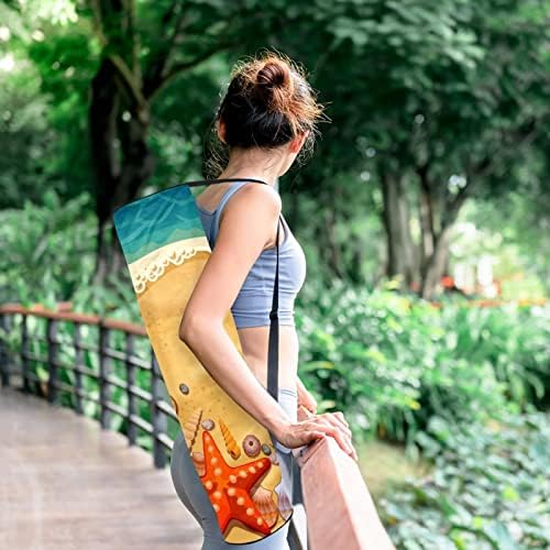 Plaj Tatil Sands Starfishs Kabukları Taş Yoga Mat Çanta Tam Zip Yoga Taşıma Çantası için Kadın Erkek, egzersiz Yoga