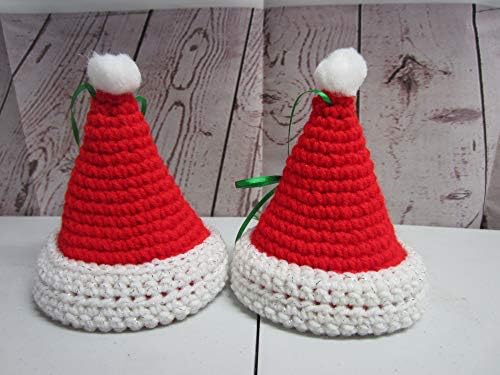 Çan Noel Ağacı Süslemeli El Yapımı Tığ İşi Noel Baba Şapkası-2'li Set