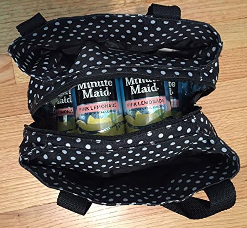 Nicole Miller New York Yalıtımlı Su Geçirmez yemek kabı Soğutucu Çanta - 11 yemek taşıma çantası (Siyah ve Beyaz Puantiyeli)