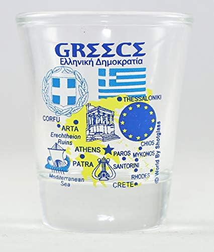 Yunanistan AB Serisi Simgesel Yapılar ve Simgeler Kolaj Shot Glass