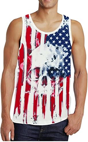 CM-Çocuk erkek Rahat Amerikan Bayrağı Tankı Üstleri 4th Temmuz Bağımsızlık Günü ABD Bayrağı Kolsuz Tişört Spor Salonu