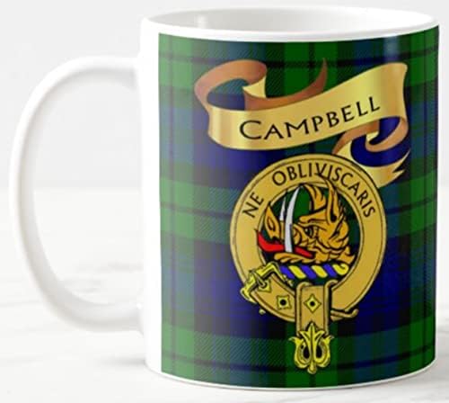 İskoç Klanı Campbell 11 Oz'da. Her İki Tarafta Seramik Kahve Kupa Klan Arması