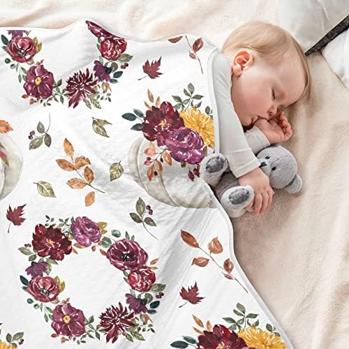 CaTaKu Kabak Çiçekleri Bebek Battaniyesi Erkek Kız Pamuklu Bebek Battaniyeleri Yatak Atmak Yumuşak Sıcak Alma Bebek