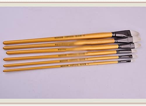LUKEO Beyaz Saç Altın Uzun Ahşap Çubuk Boyama Fırçası 6 Adet Set Su Tebeşir Seti Fırça Sanat Malzemeleri Çizim Malzemeleri