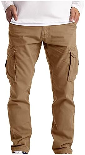 Erkek kış pantolonları Moda Rahat Düz Renk Elastik Cep Tulum Pantolon Chinos Düzenli Fit