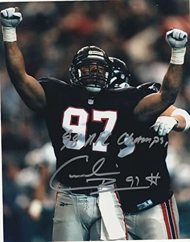 CORNELİUS BENNETT ATLANTA ŞAHİNLERİ 1998 NFC CHAMPS EYLEM İMZALI 8x10 İmzalı NFL Fotoğrafları
