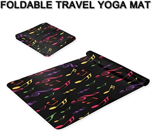 Renkli Müzik Notasyonu Yoga Matı Katlanır Seyahat Fitness ve egzersiz matı Her Türlü Yoga, Pilates ve Zemin Antrenmanı