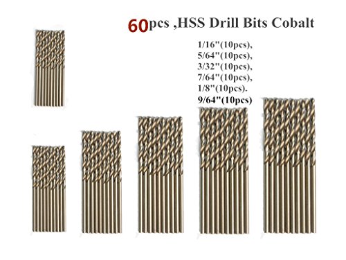 60 adet (1/16-9/64), M35 Kobalt Matkap Grubu Setleri Bit Jobber