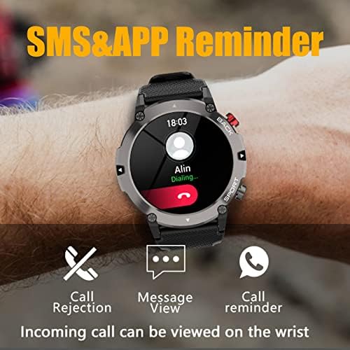 Loluka Askeri akıllı saat Açık Bluetooth Çağrı Spor Izci Uyku IP67 Su Geçirmez 1.32 HD Dokunmatik Ekran Smartwatch
