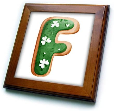 Çerez Monogramının 3dRose Sevimli Aziz Patrick Günü Görüntüsü İlk F Çerçeveli Fayanslar (ft-375881-1)