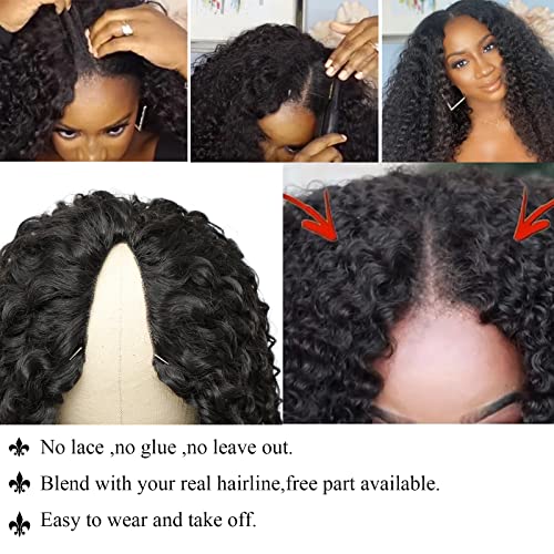 V kısmı peruk insan saçı kıvırcık Minimal / dışarıda bırakma Yükseltme U kısmı peruk Siyah Kadınlar için Kinky kıvırcık