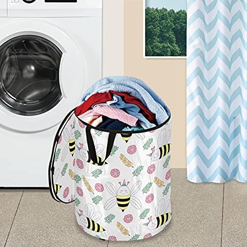 Sevimli Unicorn Arı Pop Up çamaşır sepeti kapaklı Katlanabilir Depolama Sepeti Katlanabilir çamaşır torbası Kamp için