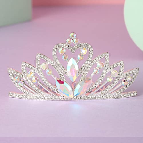 Kilshye Prenses Tiara Tarak Gümüş Kalp Rhinestone Taç Saç Combs Düğün Gelin Kostüm Postiş Kadınlar ve Kızlar için