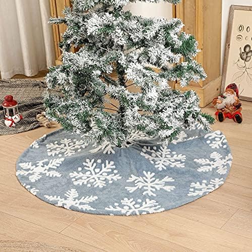 HUIJIE Noel Ağacı Etekler - Noel Partisi Dekorasyon Mavi Pamuk Kadife Jakarlı Kar Tanesi Desen Ağacı Etek, Tatil Parti