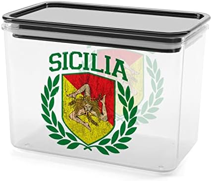 Sicilya Bayrağı Kalkan Defne Saklama Kapları şeffaf plastik kapaklı kutu Yeniden Kullanılabilir Kutuları Mutfak Tahıl