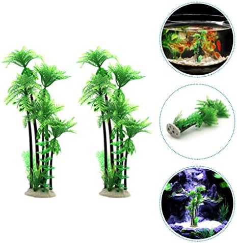 Happyyami 2 Adet Plastik Hindistancevizi Ağacı Akvaryum Bitkileri Süs Mini Reçine Yapay Palmiye Ağacı Balık Tankı
