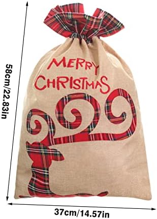 İpli Dipli Noel Çantaları Hediye Paketi için Noel Çantaları Hediyeler için Yeniden Kullanılabilir Plastik Noel Çantaları