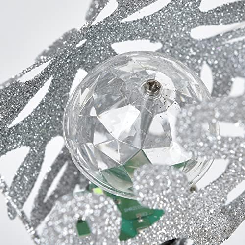 DearHouse 3D kar tanesi Noel ağacı Topper LED dönen projektör ışıkları ile ışıklı yıldız ağacı Toppers, Noel ağacı