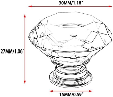 Sumnacon 20 Pcs 30MM (1.2 inç) temizle Kristal cam kapi Kolları-Elmas dolap kapı Tokmağı / Kristal Cam Çekmece Kolları