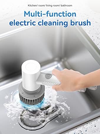 Elektrikli Temizleme Fırçası, Scrubber Aracı ile 3 Değiştirilebilir Fırça Kafaları, 2 Dönen Hızları, Ev Kullanımı