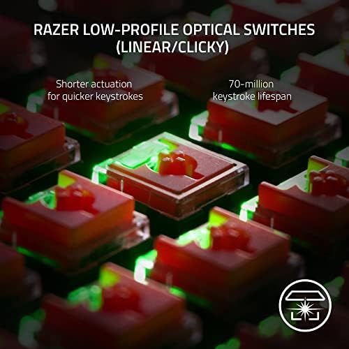 Razer DeathStalker V2 Pro Kablosuz Oyun Klavyesi: Düşük Profilli Optik Anahtarlar-Doğrusal Kırmızı-HiperSpeed Kablosuz