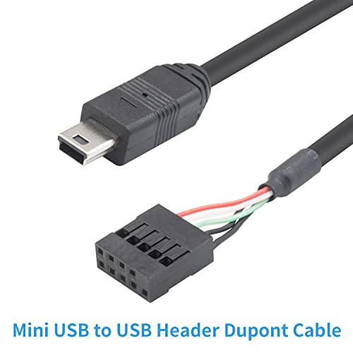 Duttek Mini USB'den Anakart Kablosuna, USB Başlığından Mini USB'ye, Mini USB Erkekten 9 Pinli Anakart Dişi Adaptör