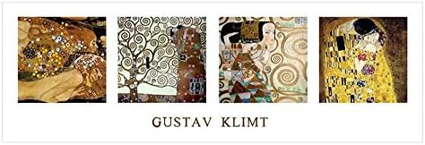 Yalnız Sanat Kolajı 1 Gustav Klimt'in Hayat Ağacı Öpücüğü / %100 Pamuklu Kanvas Üzerine Basılmış, Köpük Levhaya