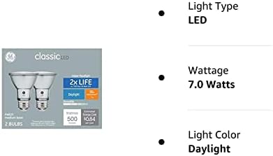 GE Classic 2'li Paket 50 W Eşdeğer Kısılabilir Günışığı Par20 LED ışık Fikstürü ampuller