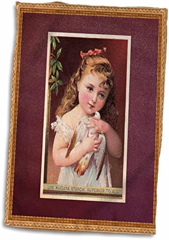 3dRose Florene Vintage - Altın Çerçeveli Güvercinli Tatlı Viktorya Dönemi Kızı - Havlular (twl-38922-1)