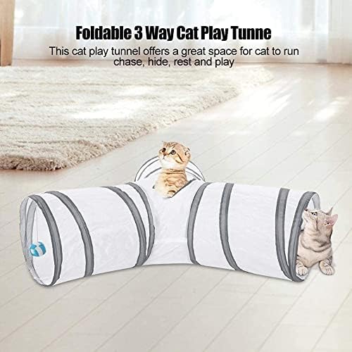 Taşınabilir kedi tüneli 3 Yollu Kedi Oyun Tüneli Topu ile Katlanabilir kedi tüneli Yatak Kapalı Kediler Yavru Yavru