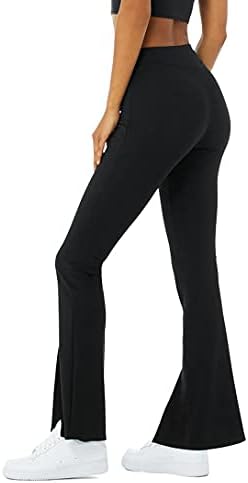 Kadın Crossover Yüksek Belli Bootcut Yoga Pantolon Çarpıntı Tayt Ön Bölünmüş Flare Bacak egzersiz pantolonları İş