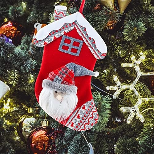 Noel Ev Çatı Şekli Noel Çorap Noel Süslemeleri Kolye hediye çantası Noel Süslemeleri Mini Ağaçlar