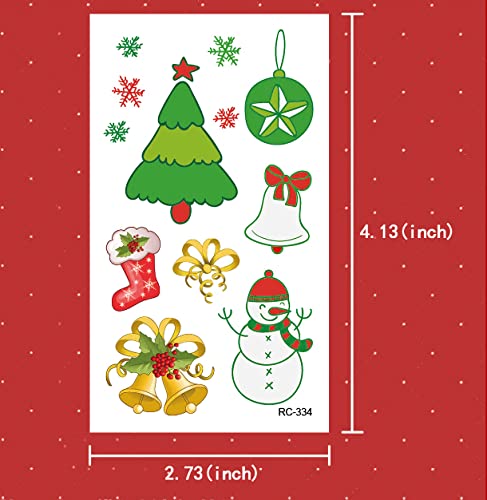 Çocuklar için Noel Geçici Dövmeler,110 ADET (12 Yaprak)Çocuk Noel Küçük Boy Geçici Dövmeler Oyuncaklar, Karikatür